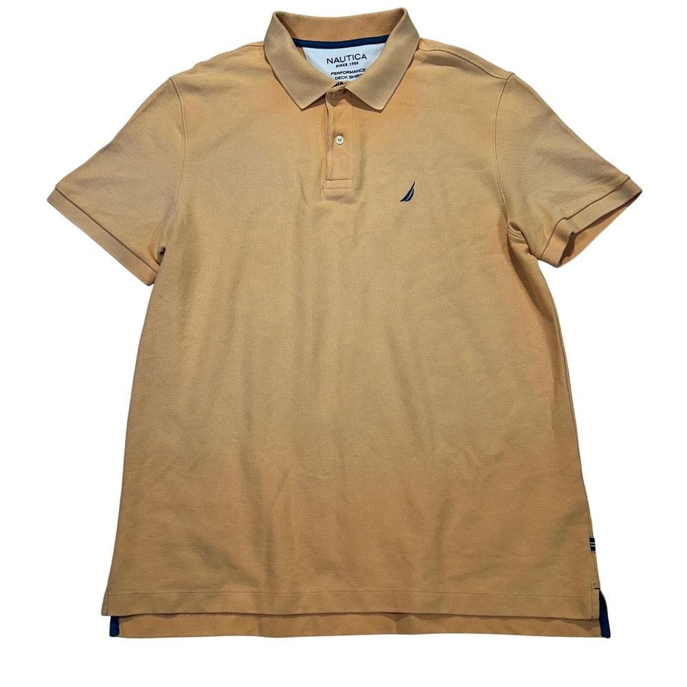 Nautica Performance Deck Shirt Mens Large Orange‎ Classic Fit Casual Polo